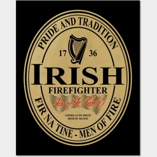 Irish Firefighter - oval label Posters and Art